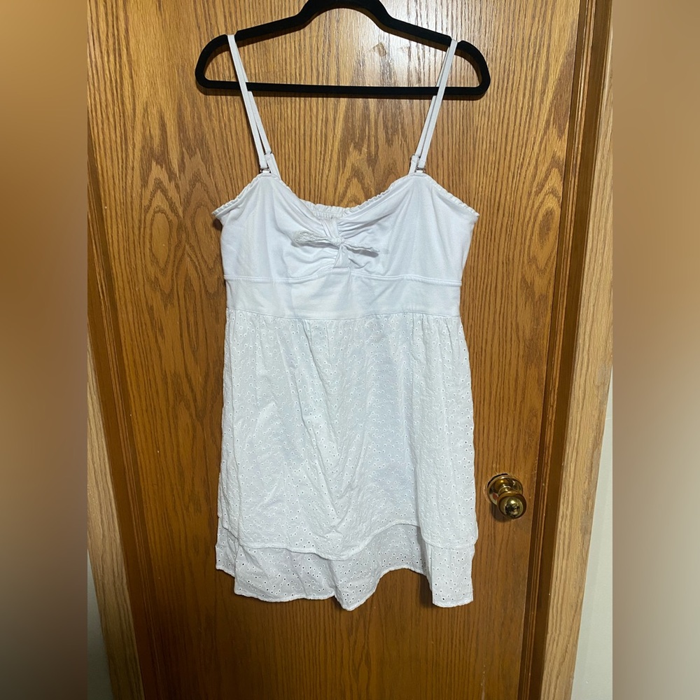 White Eyelet Mini Dress with Adjustable Strapsthe straps can also come off